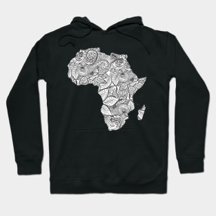 Mandala art map of Africa with text in white Hoodie